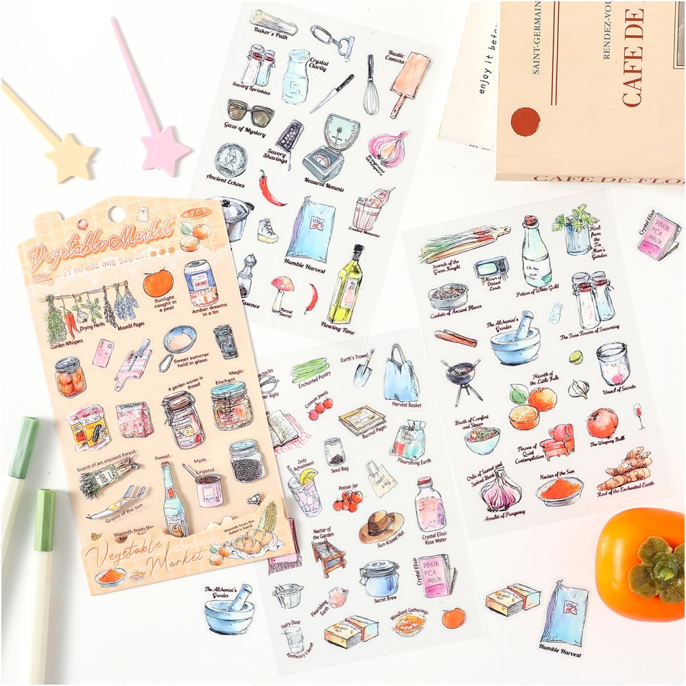 Whispers Series Watercolor Journaling PET Stickers 4 Sheets 6 Designs image 1