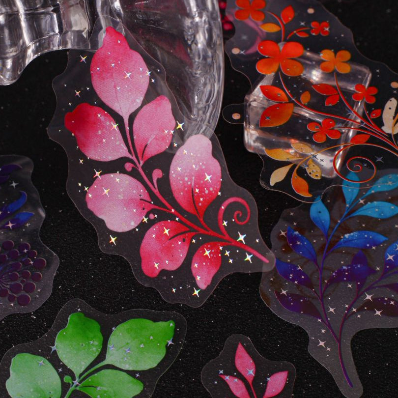Floral Shadow Gold Foil Series PET Stickers 20 stickers 6 designs image 0