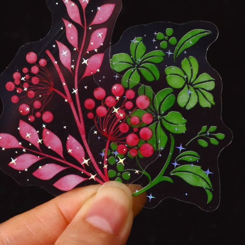 Floral Shadow Gold Foil Series PET Stickers 20 stickers 6 designs image 2