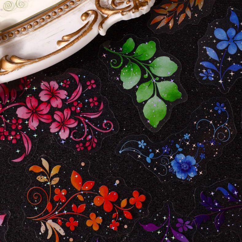 Floral Shadow Gold Foil Series PET Stickers 20 stickers 6 designs image 3