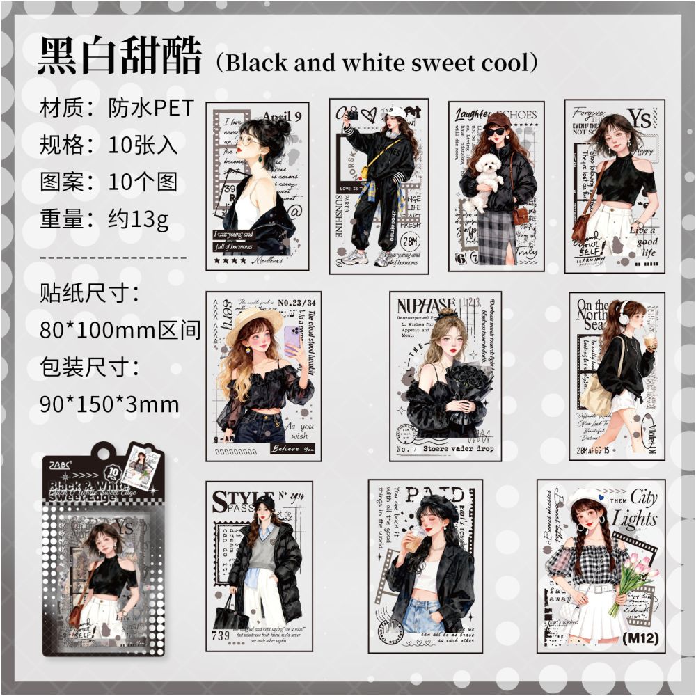 Light Color Time Series Character PET Stickers 6 Styles