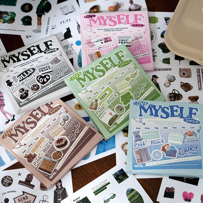 Sparkling Memories Series Paper Sticker book 21 Sheets 3 Styles image 0