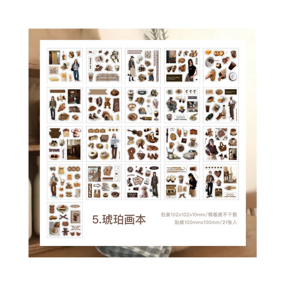 Sparkling Memories Series Paper Sticker book 21 Sheets 3 Styles