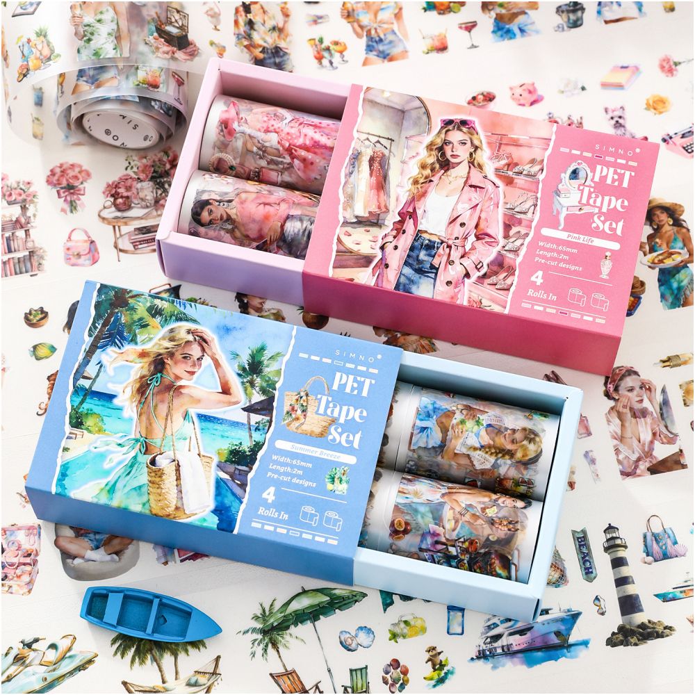 Character Life Landscape PET Tape Set 2 Designs 6 5cm x 2m 4 Pcs image 0