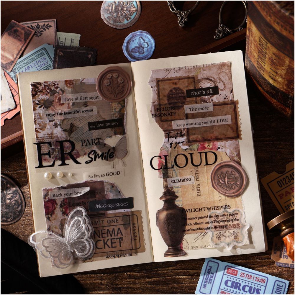 Time Capsule Series Vintage Paper Stickers 100 Pieces 4 Styles image 2
