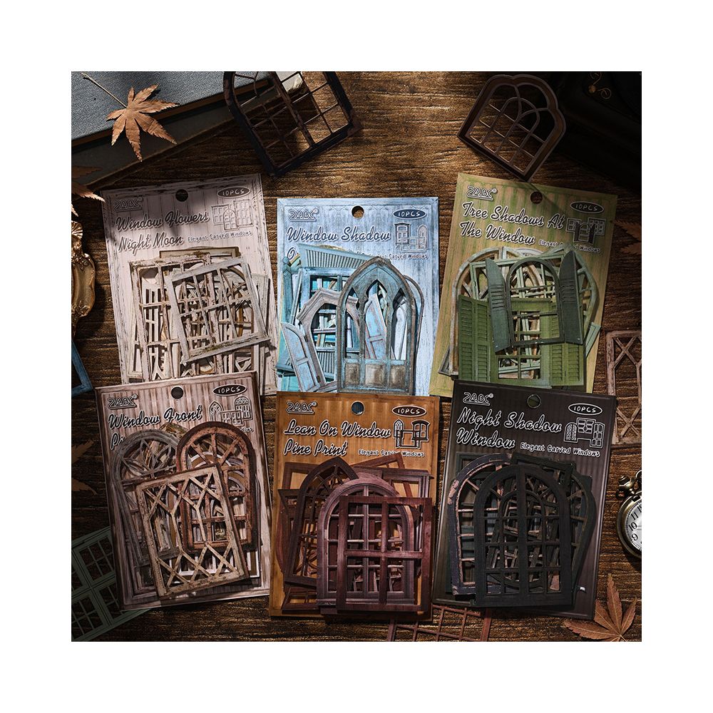 Elegant Carved Window Material Paper 6 Styles 10 Sheets image 1