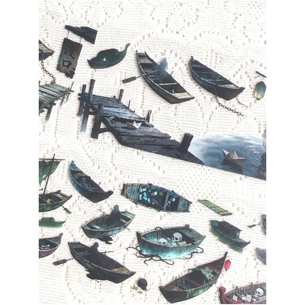 Chinese style horror riverside ferry boat PET Tape 7 Styles image 3