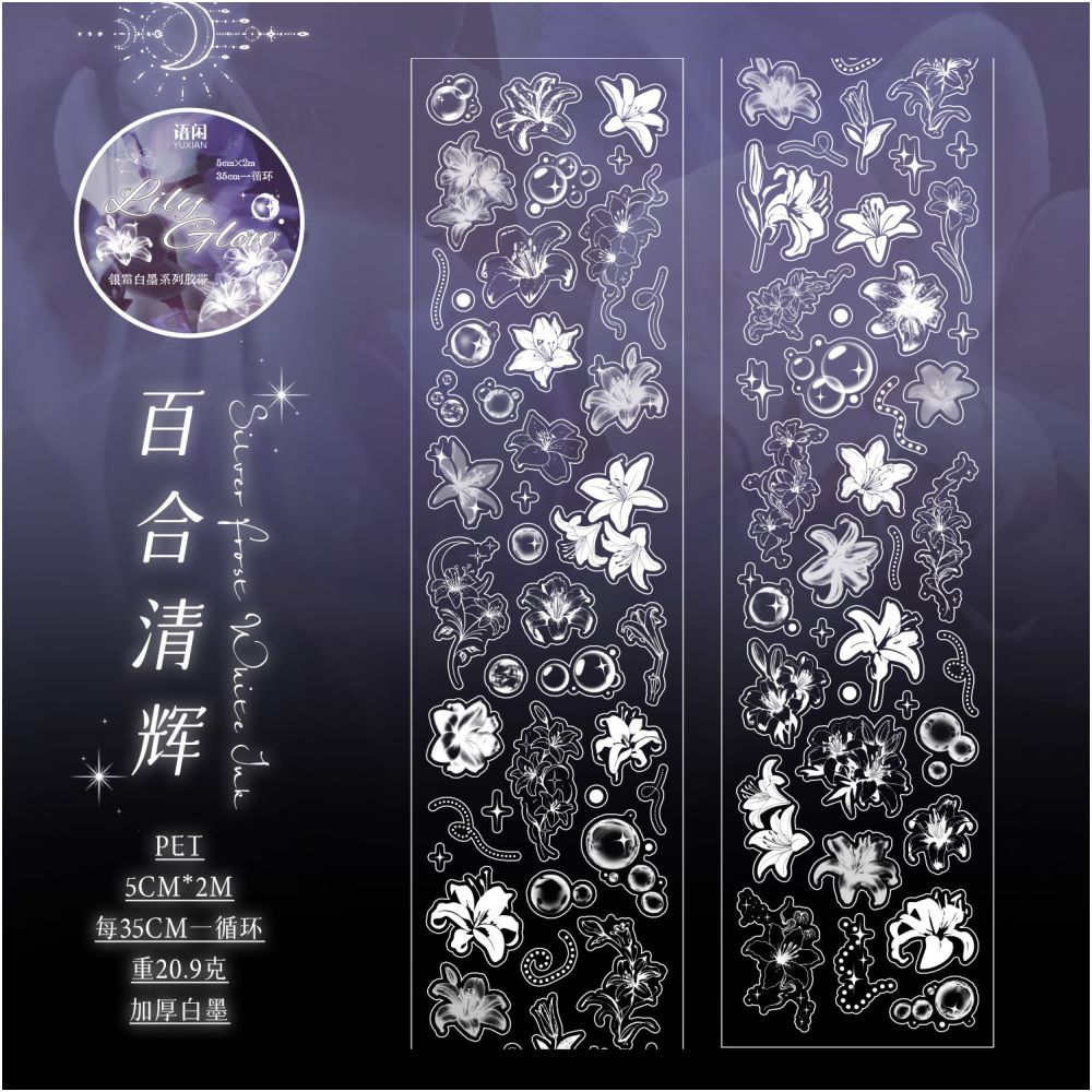 Silver Frost Series PET Tape 5cm x 2m 4 Styles