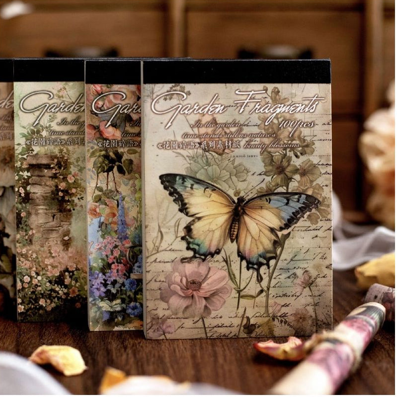 Vintage Garden Whispers Background Paper 8 5cm x 12 5cm 100 psc 4 designs image 0