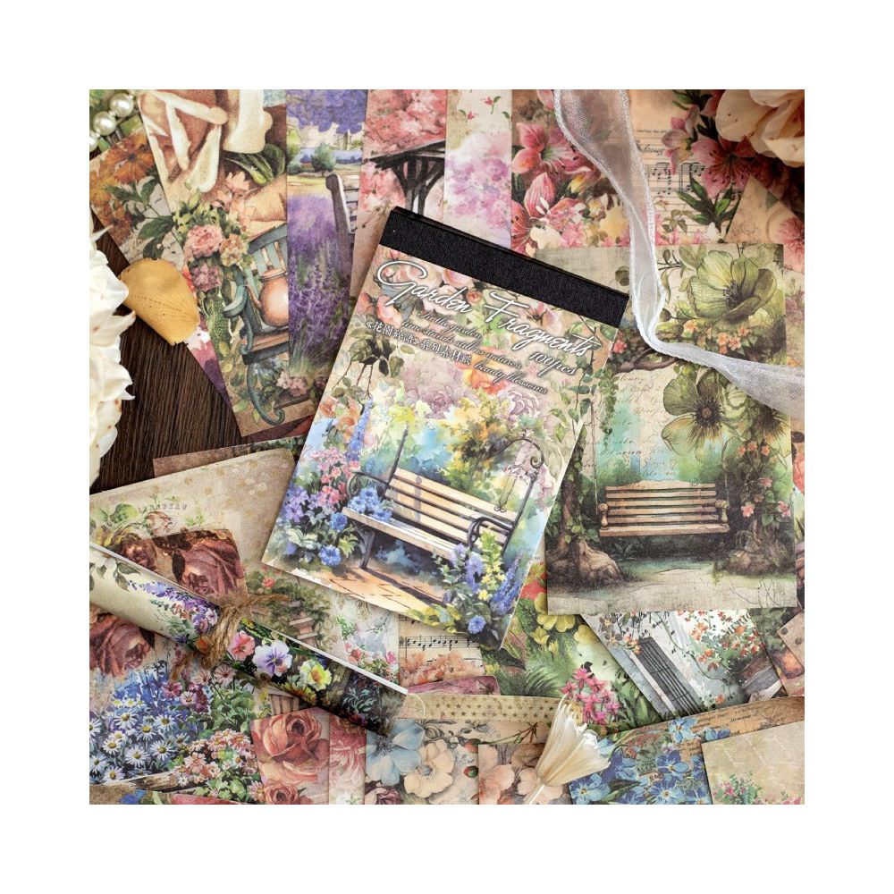 Vintage Garden Whispers Background Paper 8 5cm x 12 5cm 100 psc 4 designs image 2