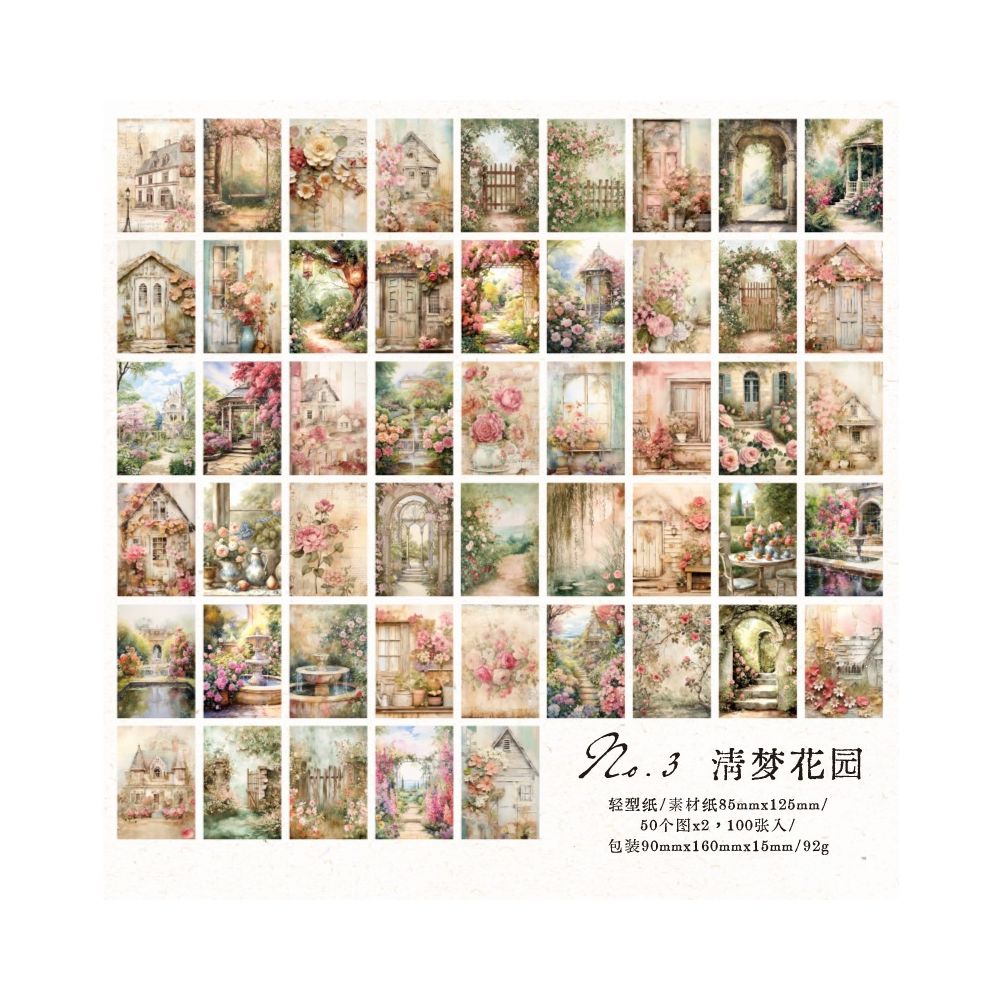 Vintage Garden Whispers Background Paper 100 psc 4 designs