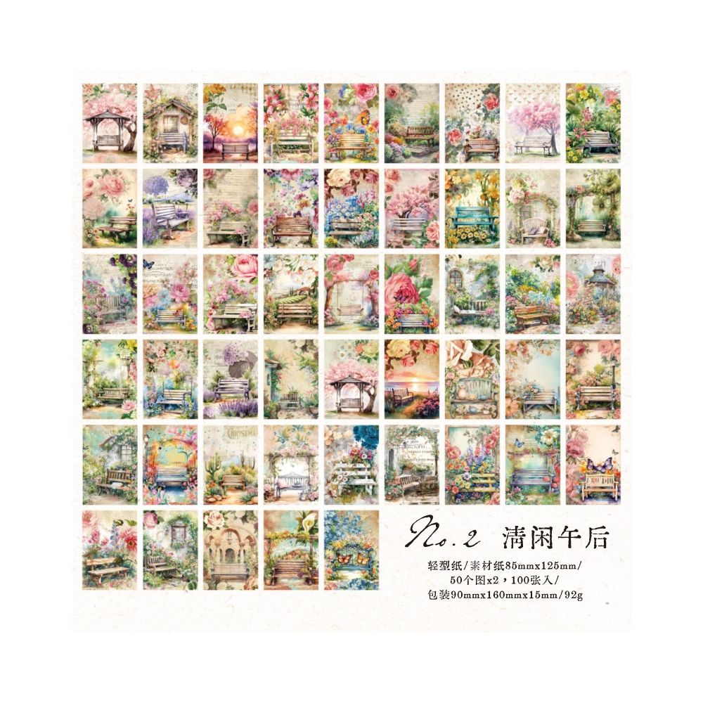 Vintage Garden Whispers Background Paper 100 psc 4 designs