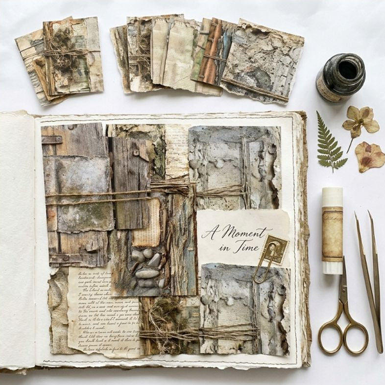 Vintage Textures Background Paper 11cm x 15cm 16psc image 3