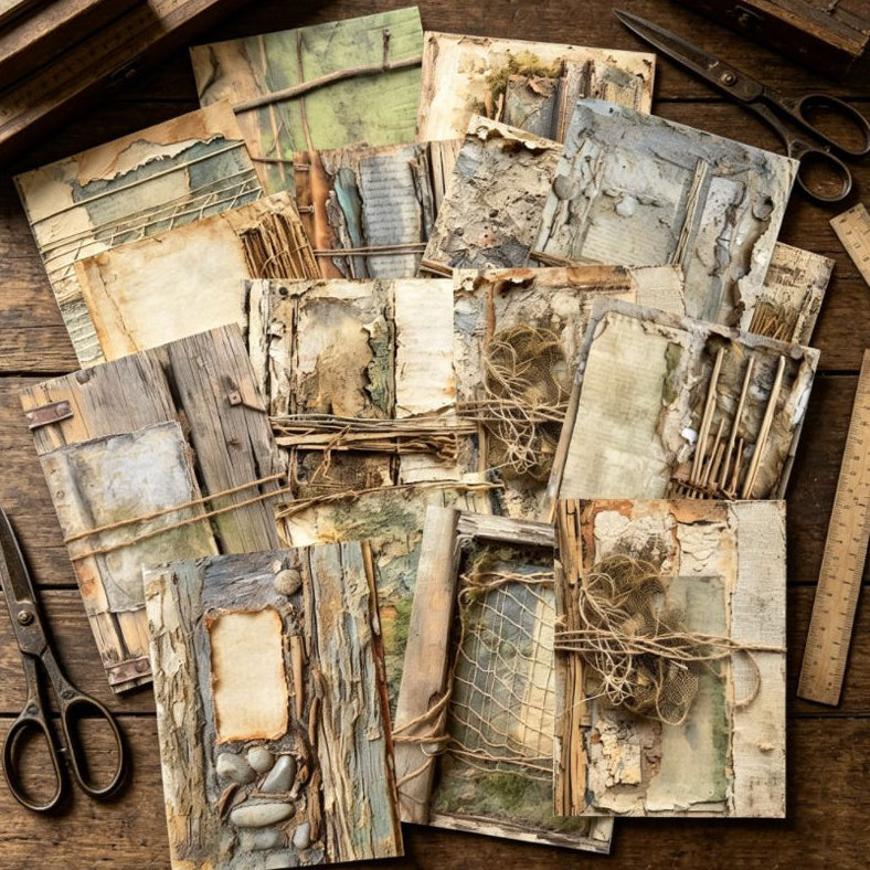 Vintage Textures Background Paper 11cm x 15cm 16psc image 4