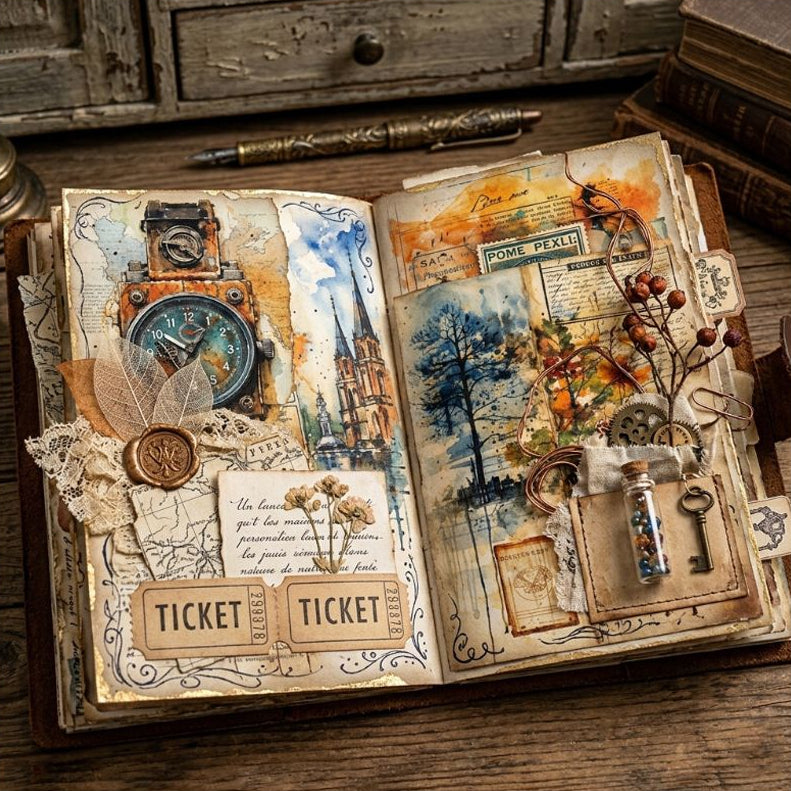 Vintage City Notes Background Paper 11cm x 15cm 16psc image 0