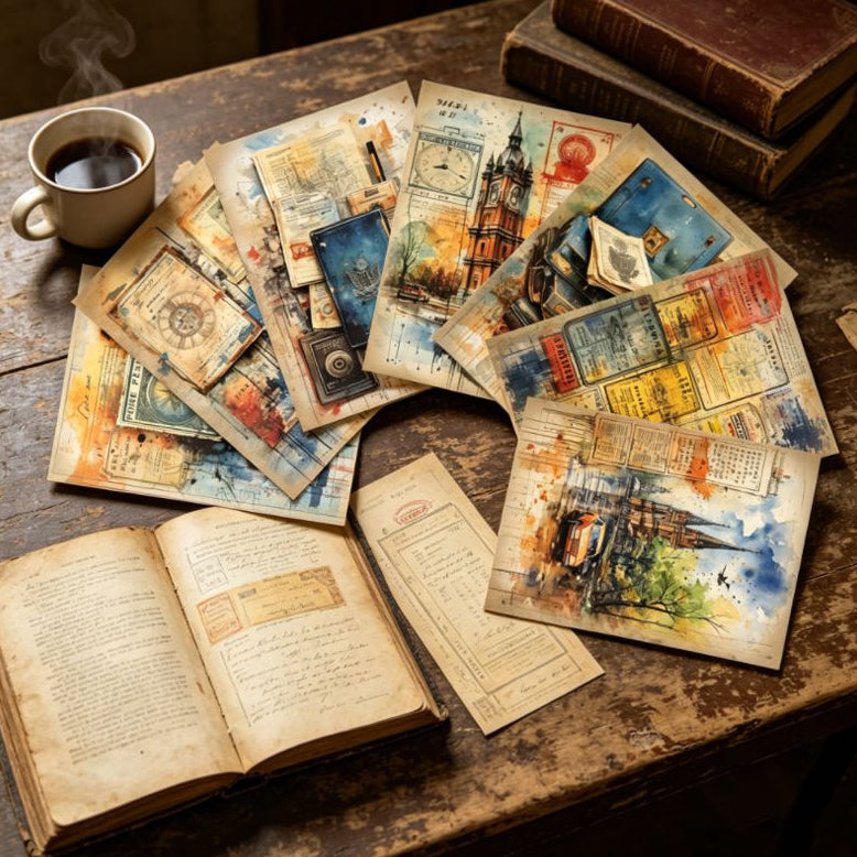 Vintage City Notes Background Paper 11cm x 15cm 16psc image 3