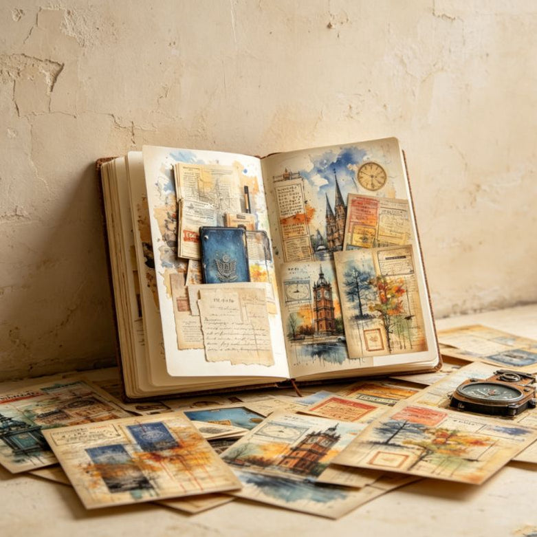 Vintage City Notes Background Paper 11cm x 15cm 16psc image 4