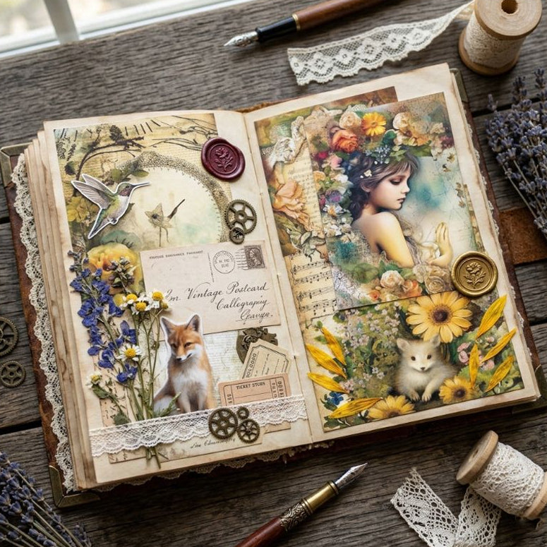 Vintage Forest Tales Background Paper 11cm x 15cm 16psc image 0