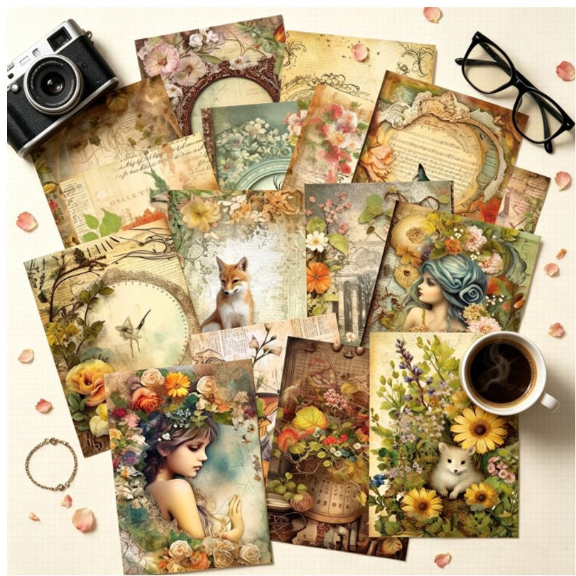 Vintage Forest Tales Background Paper 11cm x 15cm 16psc image 3
