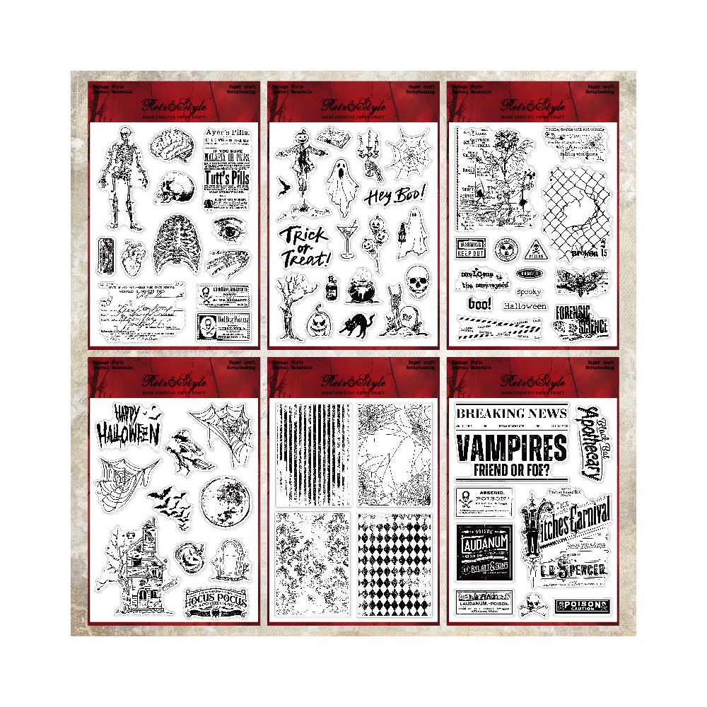 Happy Halloween Rubber Stamps 15cm x 20cm 6 variants image 0