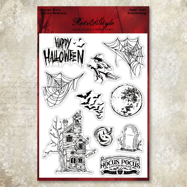 Happy Halloween Rubber Stamps 15cm x 20cm 6 variants