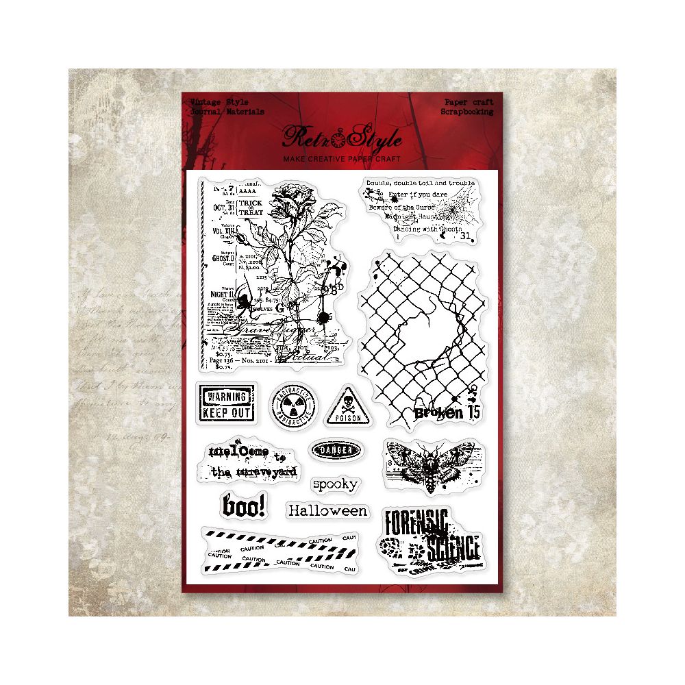 Happy Halloween Rubber Stamps 15cm x 20cm 6 variants