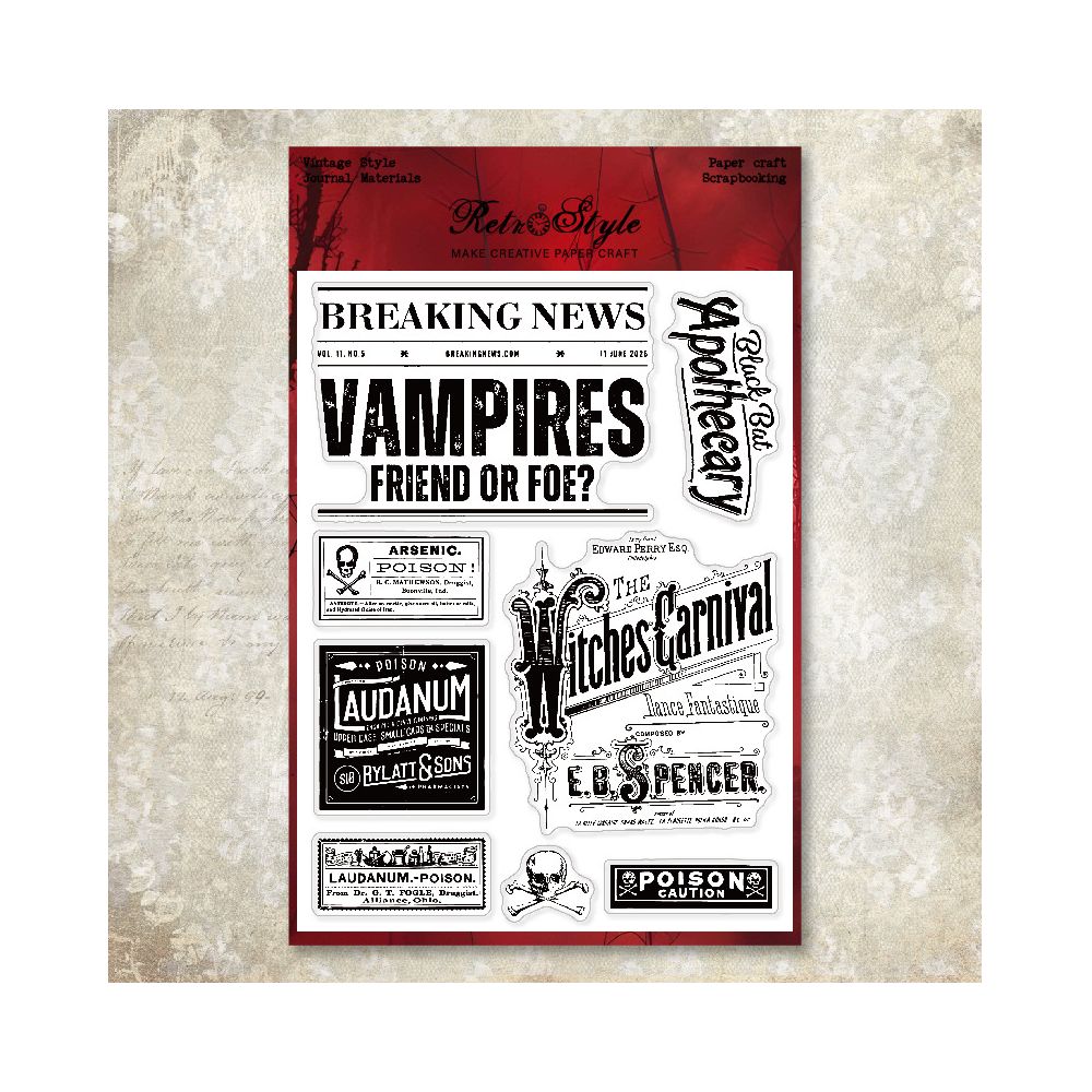 Happy Halloween Rubber Stamps 15cm x 20cm 6 variants