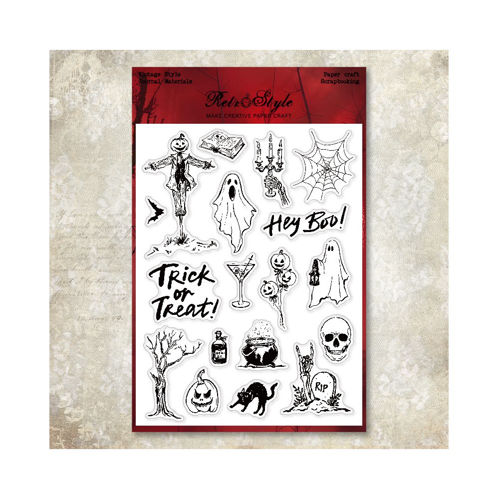 Happy Halloween Rubber Stamps 15cm x 20cm 6 variants