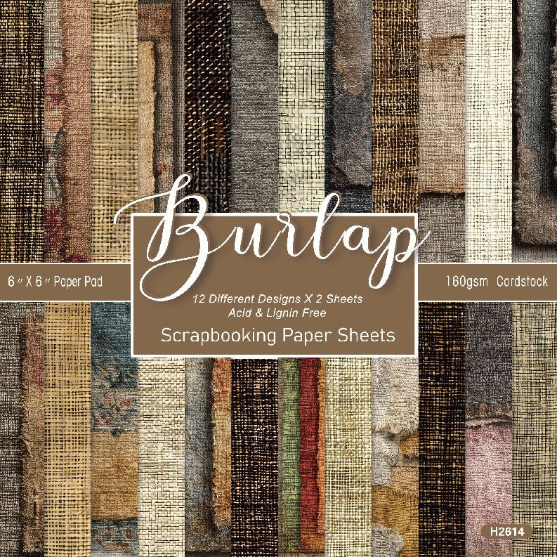 Burlap Background Paper 15cm x 15cm 24 sheets image 1