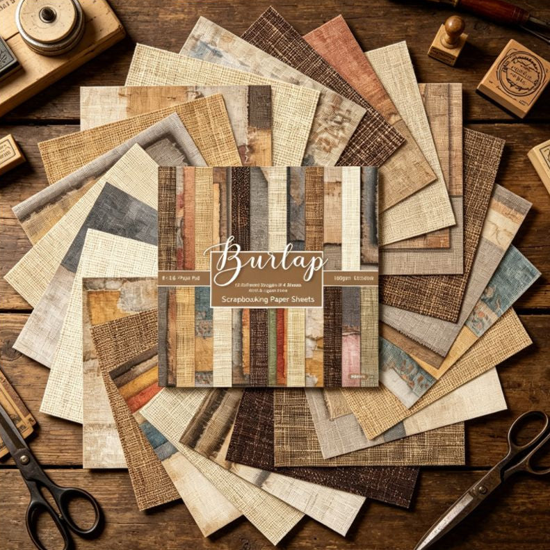 Burlap Background Paper 15cm x 15cm 24 sheets image 2