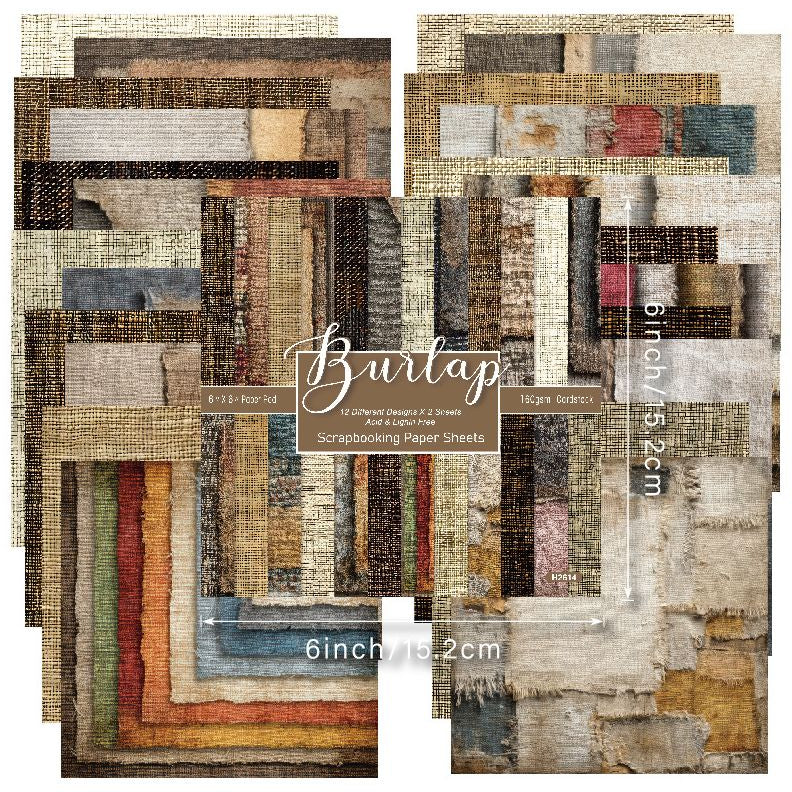 Burlap Background Paper 15cm x 15cm 24 sheets image 4