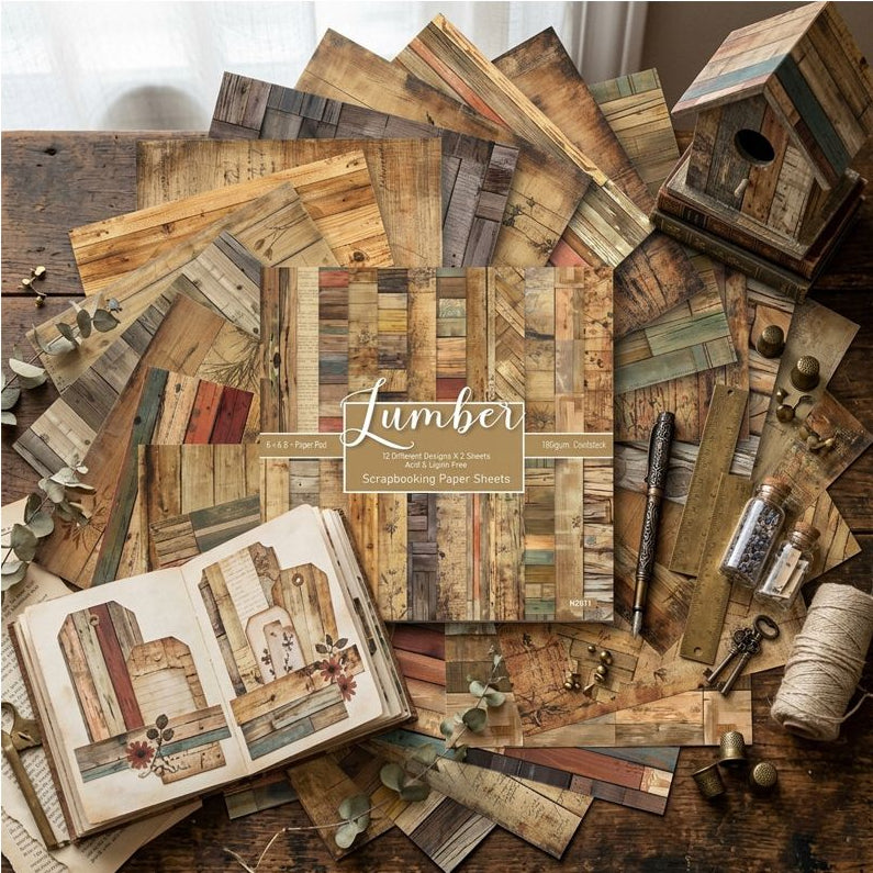 Lumber Background Paper 15cm x 15cm 24 sheets image 0