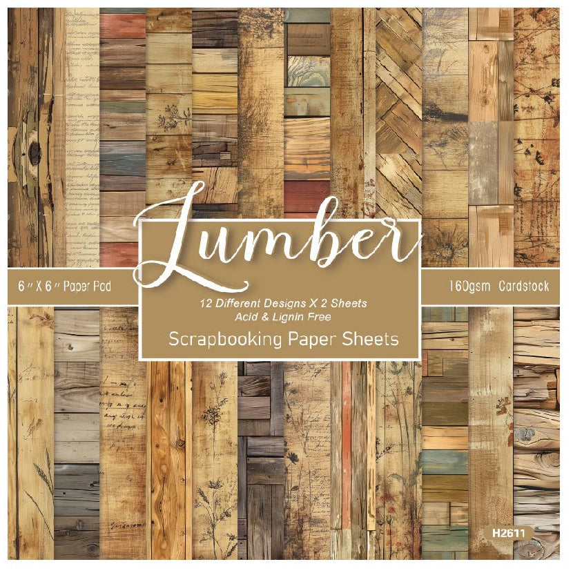 Lumber Background Paper 15cm x 15cm 24 sheets image 1