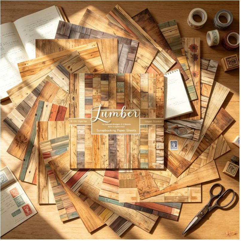 Lumber Background Paper 15cm x 15cm 24 sheets image 3