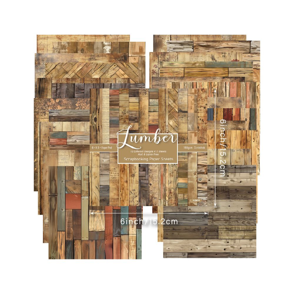 Lumber Background Paper 15cm x 15cm 24 sheets image 4
