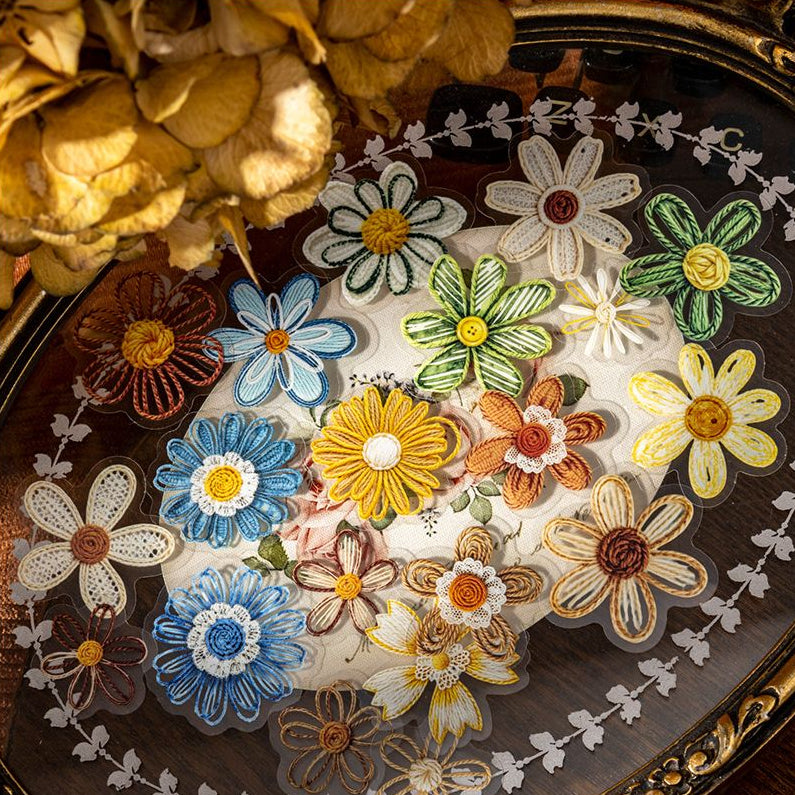 Embroidered Flowers PET Sticker 40psc 4 variants image 0