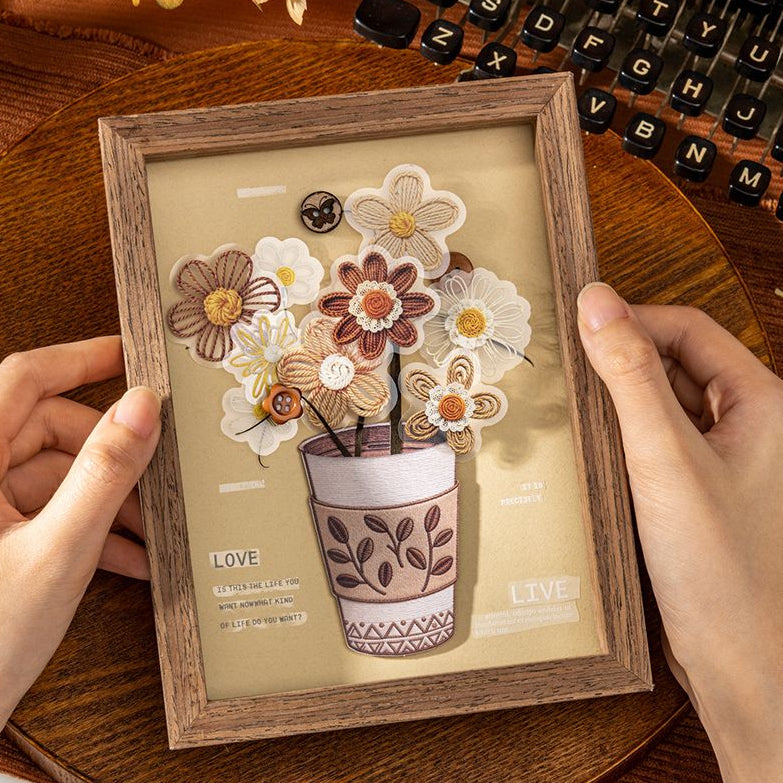 Embroidered Flowers PET Sticker 40psc 4 variants image 2