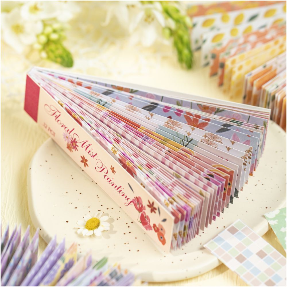 Floral Mist Painting Series Paper Stickers 2 5cm x 12 5cm 32psc 6 Designs image 1