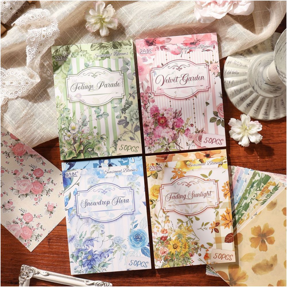Seasonal Floral Series Paper stickers 50psc 4 designs image 0