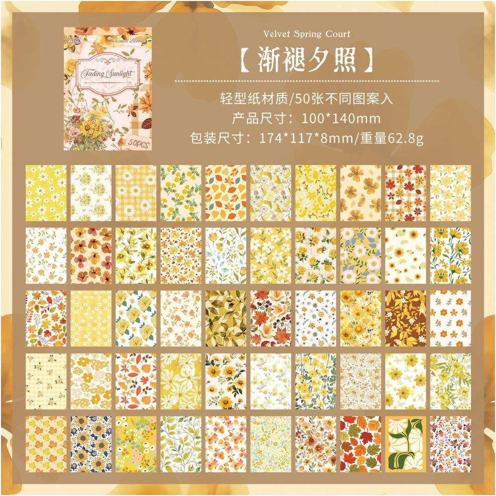 Seasonal Floral Series Paper stickers 50psc 4 designs