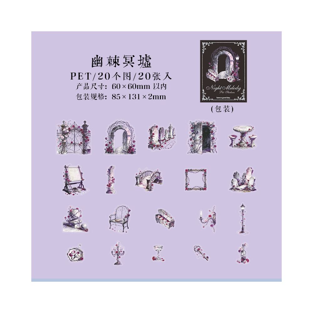 Nocturne Series PET Stickers 20 Sheets 6 Designs