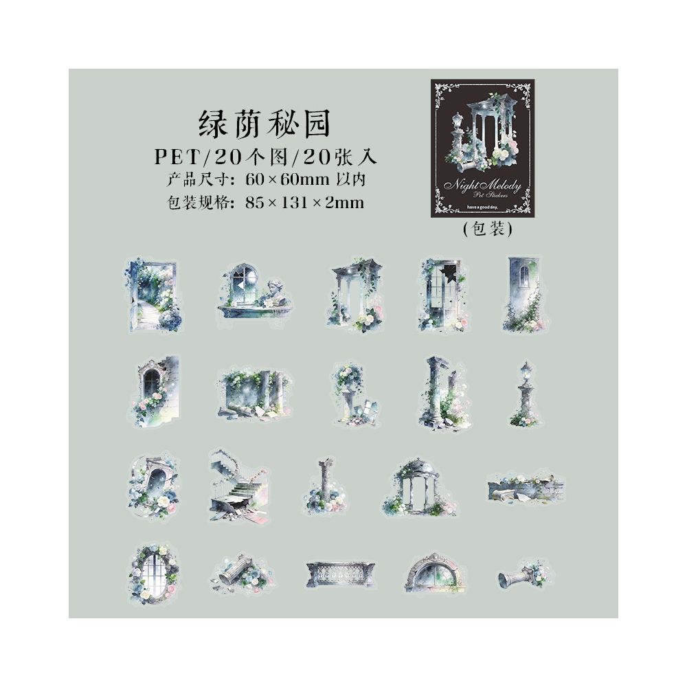 Nocturne Series PET Stickers 20 Sheets 6 Designs