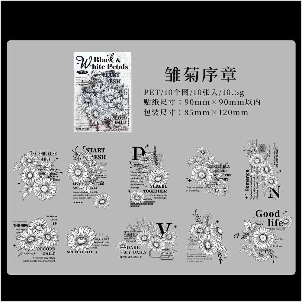 Flowers of Love PET Stickers 10 sheets 6 designs