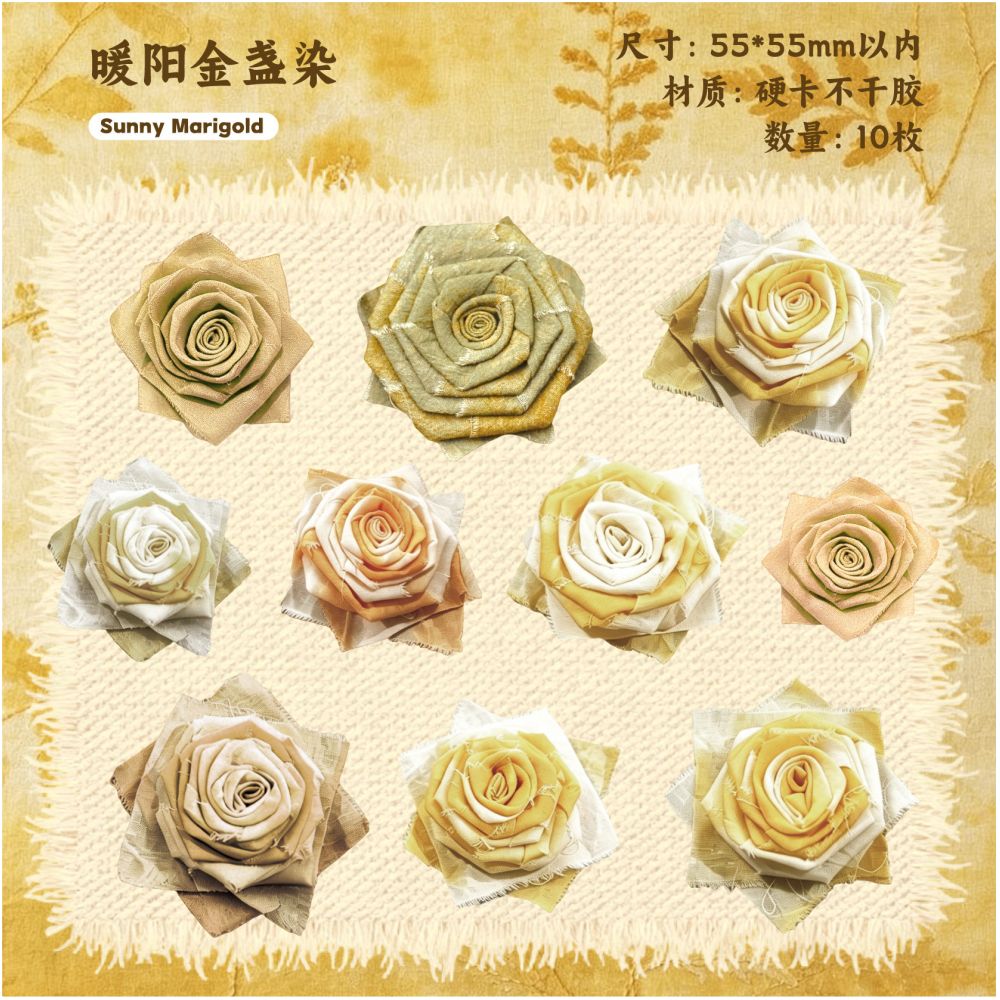 Vintage Rose Paper Stickers 10psc 6 designs