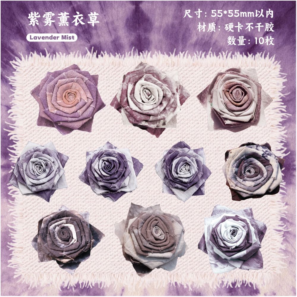 Vintage Rose Paper Stickers 10psc 6 designs