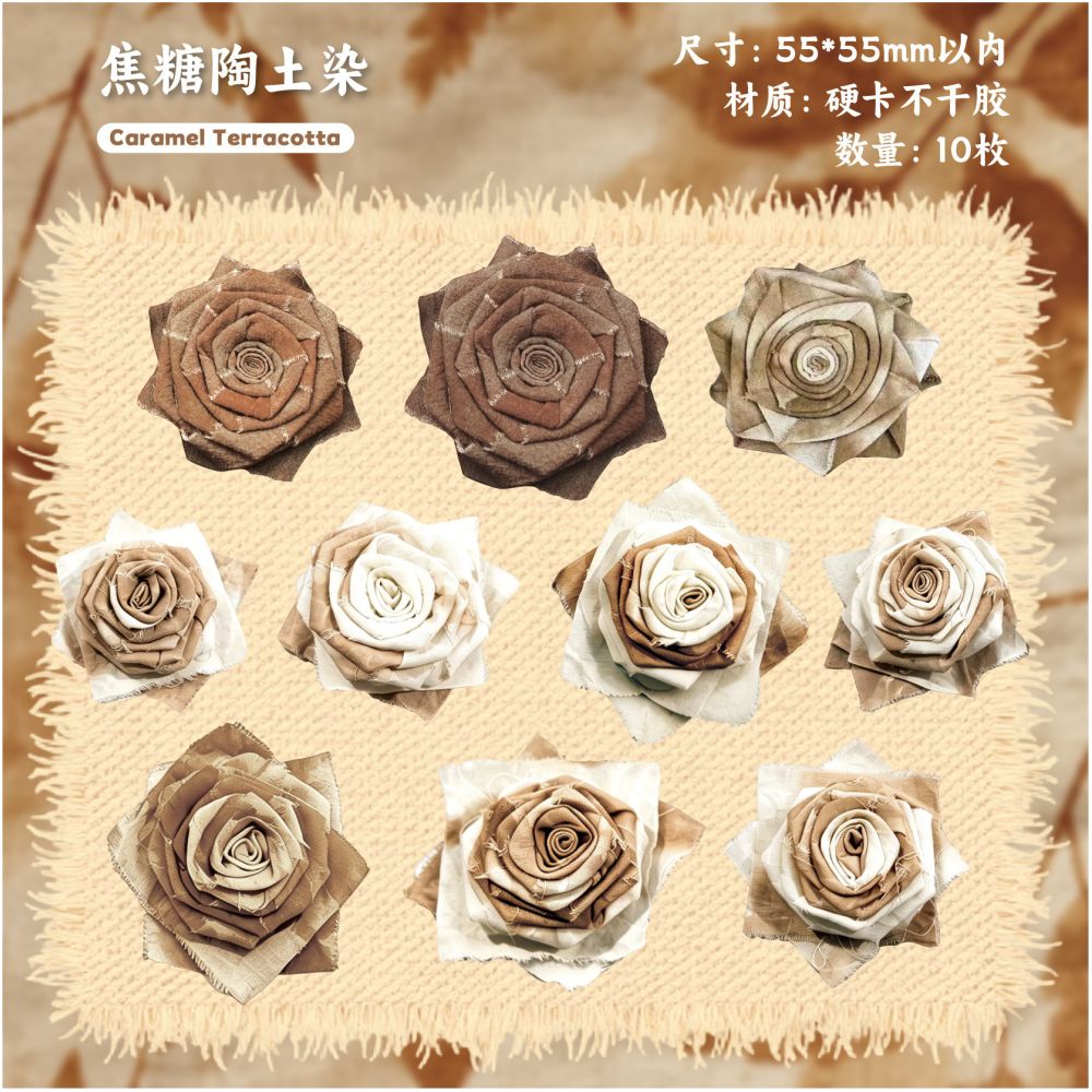 Vintage Rose Paper Stickers 10psc 6 designs