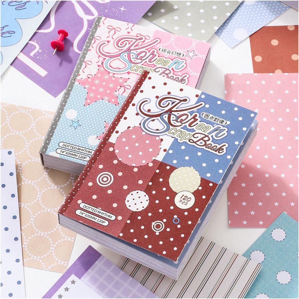 Korean Style Hand Drawn Material Paper 120 Sheets 2 Designs image 0