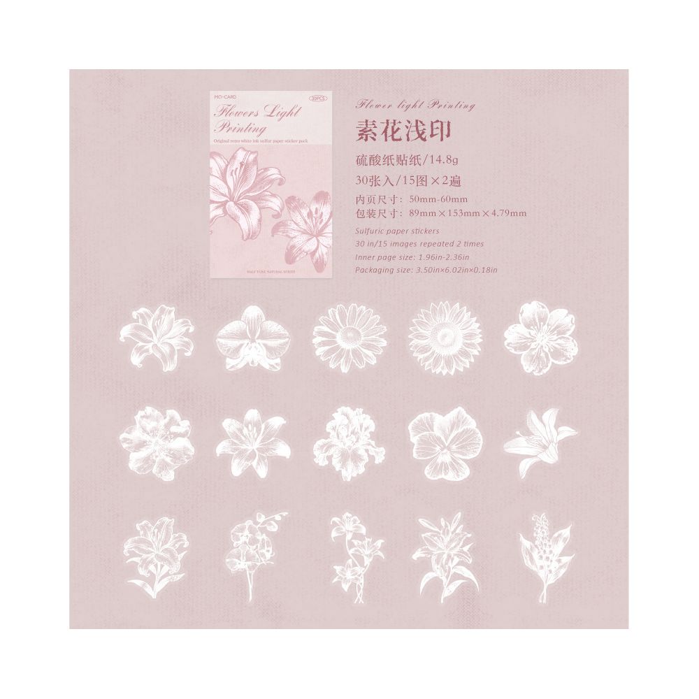 Nature Series Acid Paper Stickers 30 Sheets 4 Styles