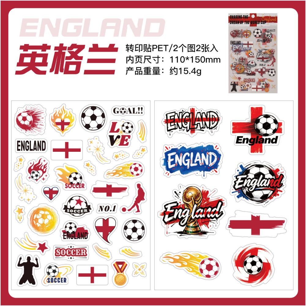 World Cup Theme PET Stickers 2 sheets