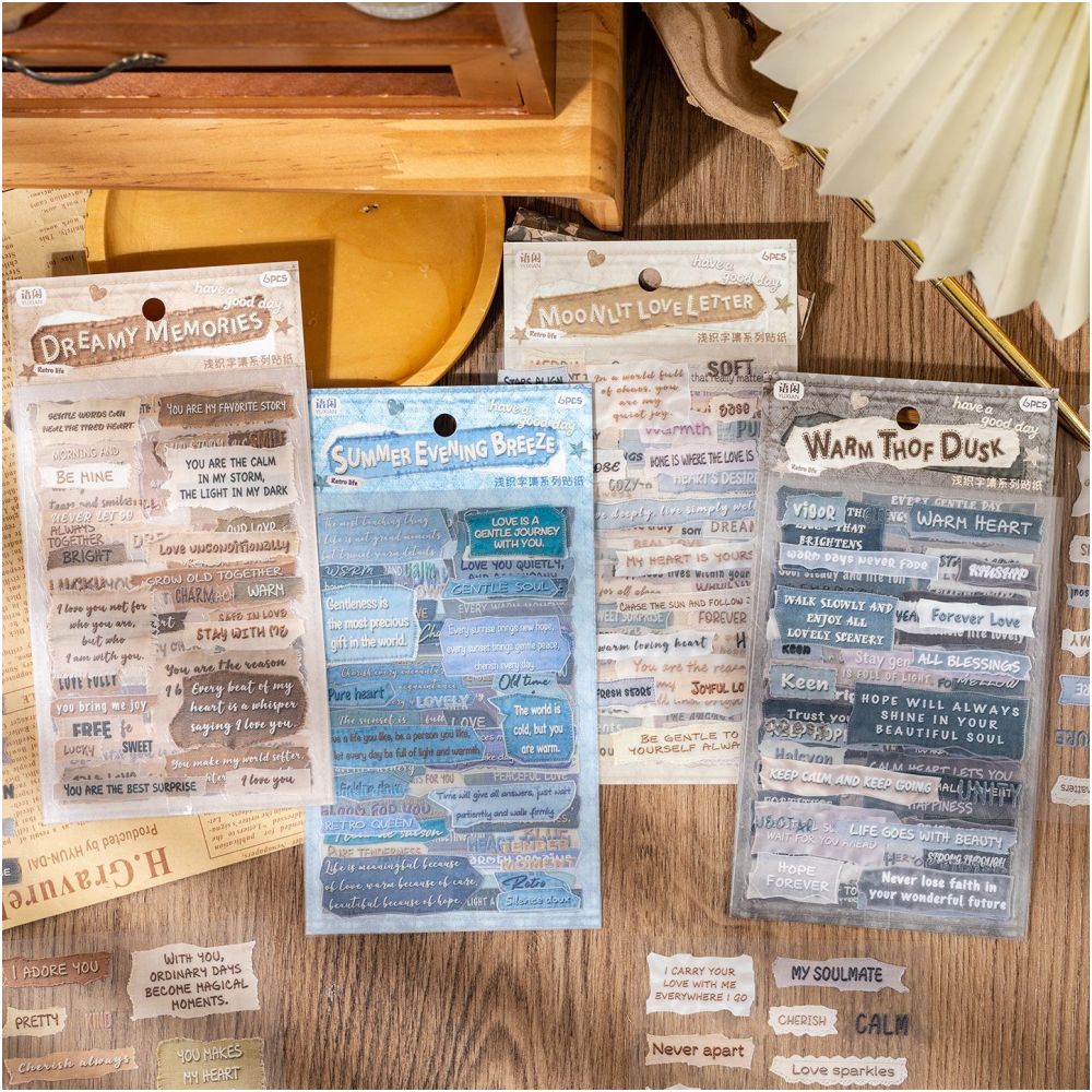 Word Collection Series PET Stickers 6 Sheets 4 Designs image 2